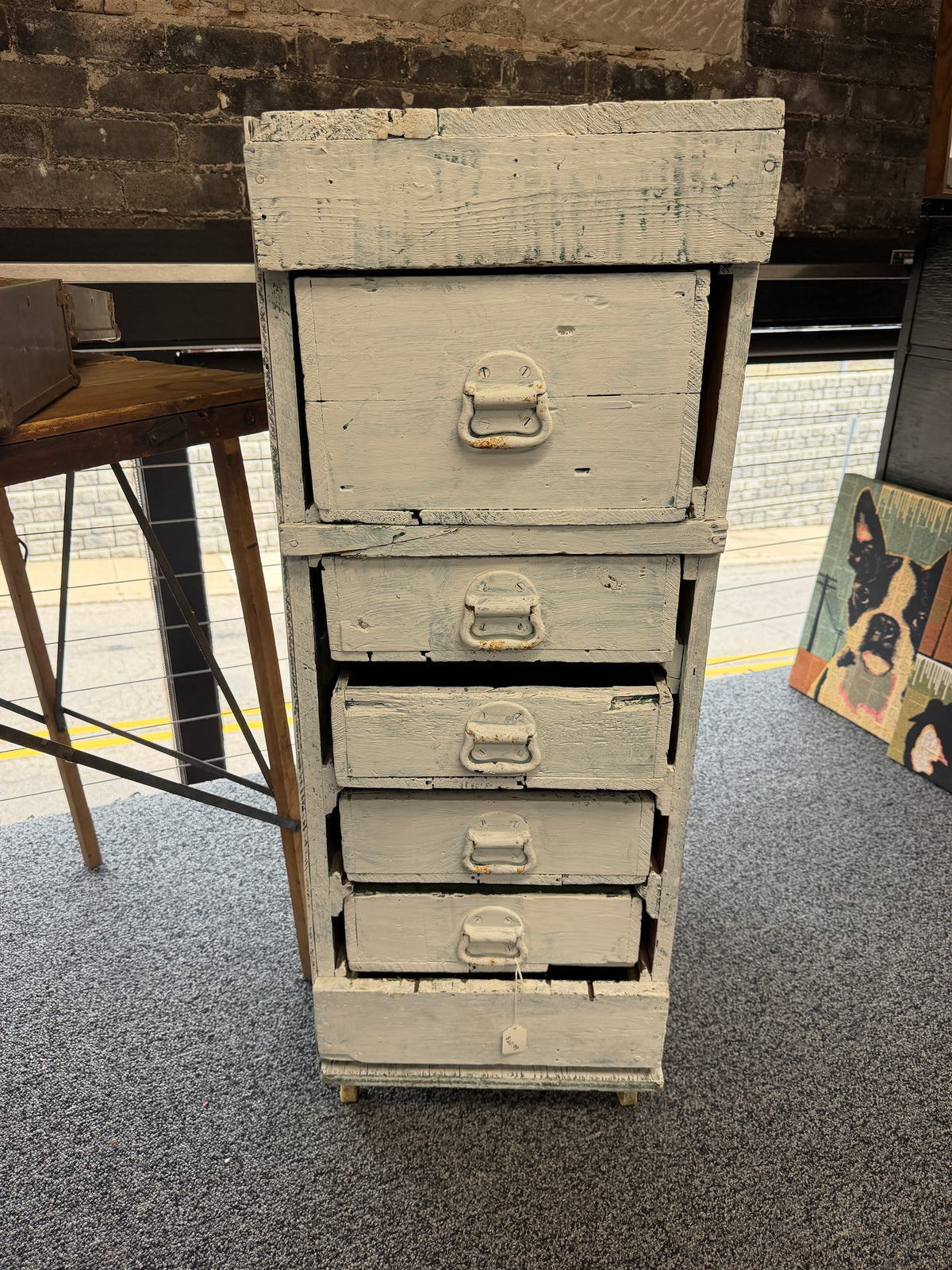 White wooden 5-drawer dresser