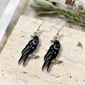 Sterling Silver Crow Earrings