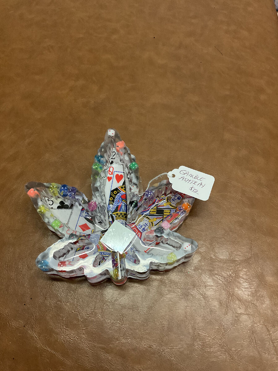 Gamble style marijuana shaped ashtray