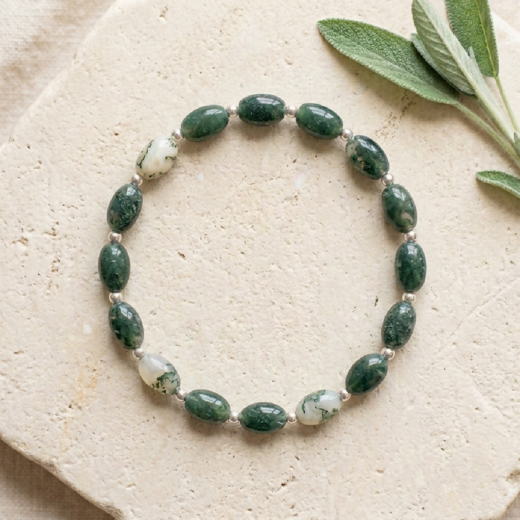 Moss Agate Bracelet (Emotional Balance, Success)