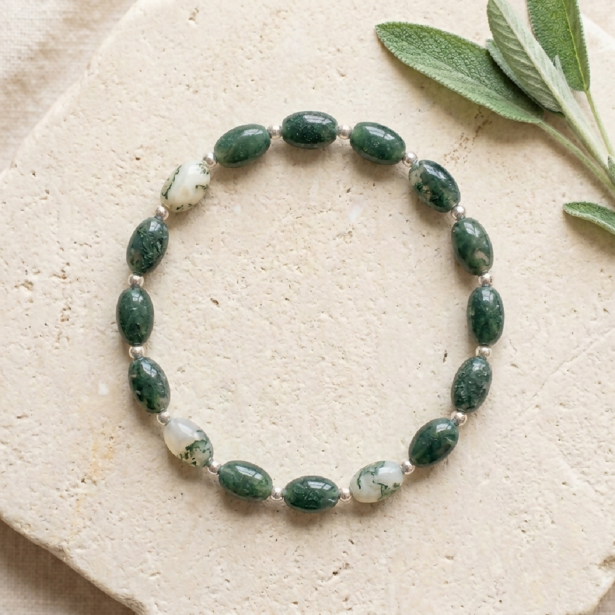 Moss Agate Bracelet (Emotional Balance, Success)