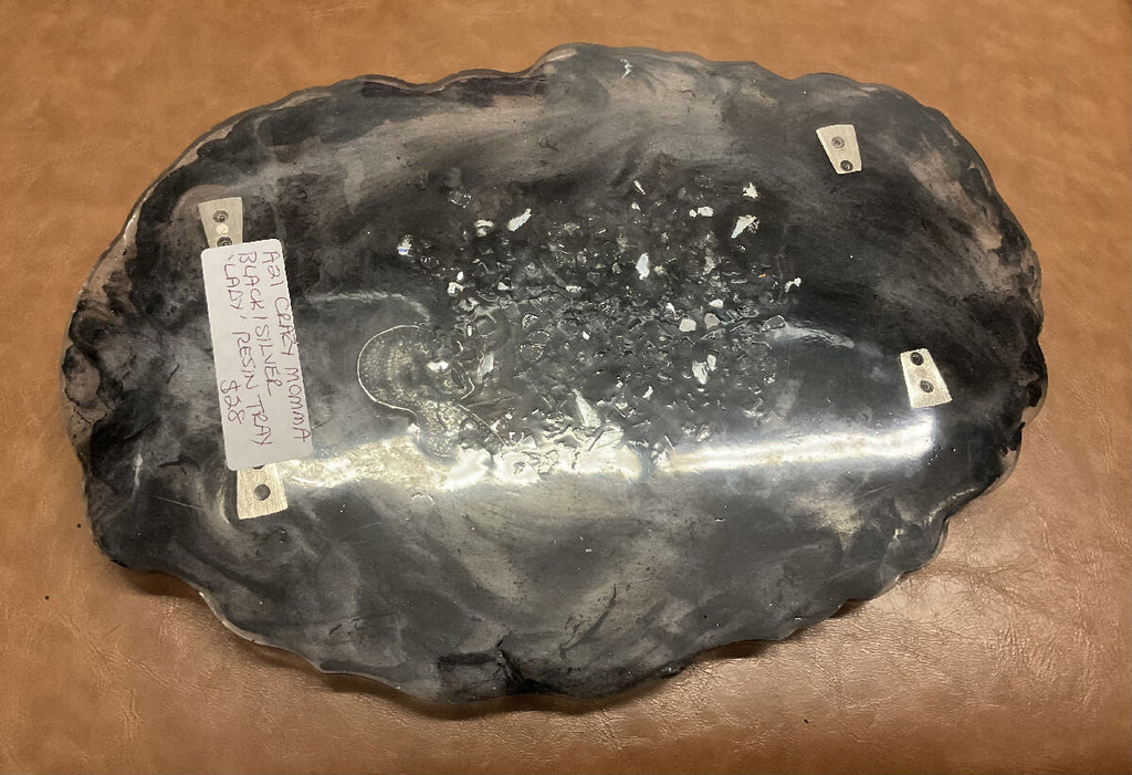 Black and silver resin dresser tray