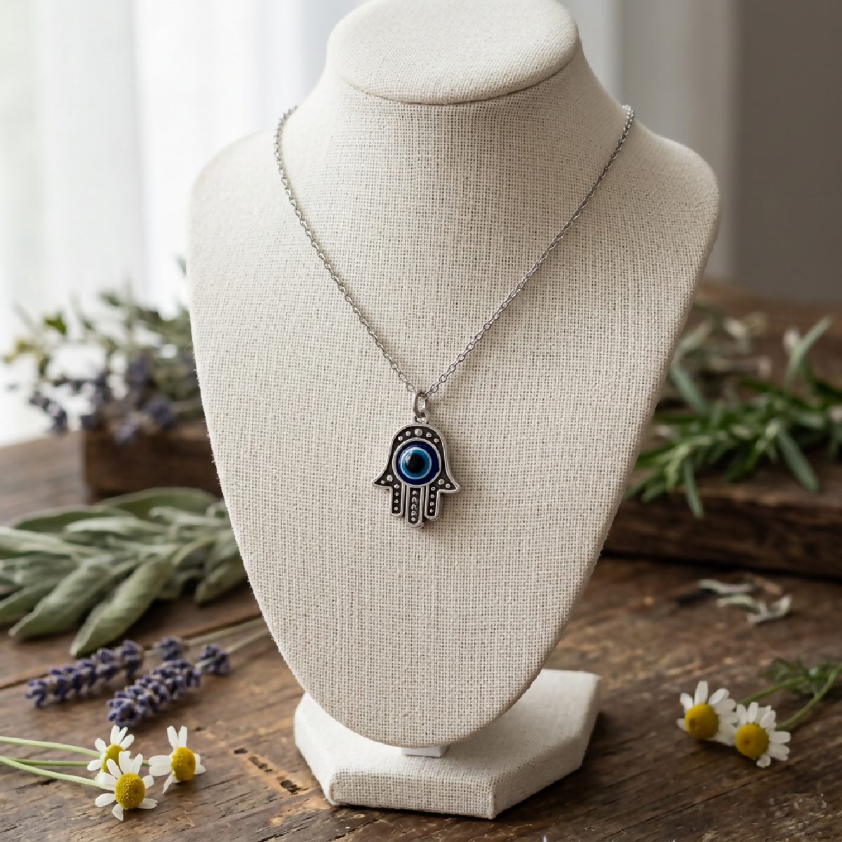 Stainless-Steel Evil Eye Necklace