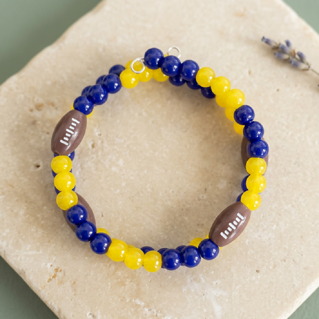 U of M Football Glass Bead Bracelet