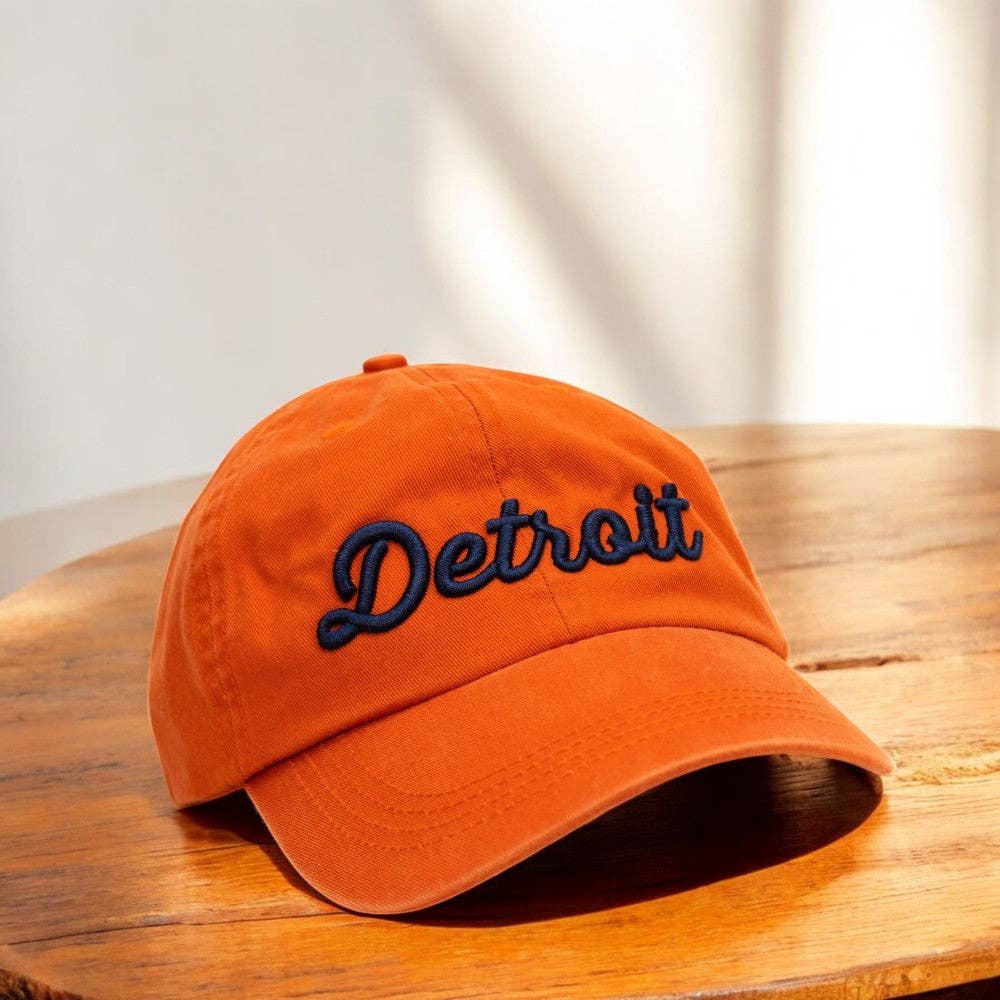 Hat - Orange Detroit Thirsty Script Unstructured