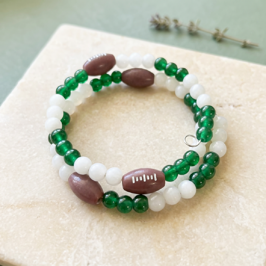 MSU Football Glass Bead Bracelet