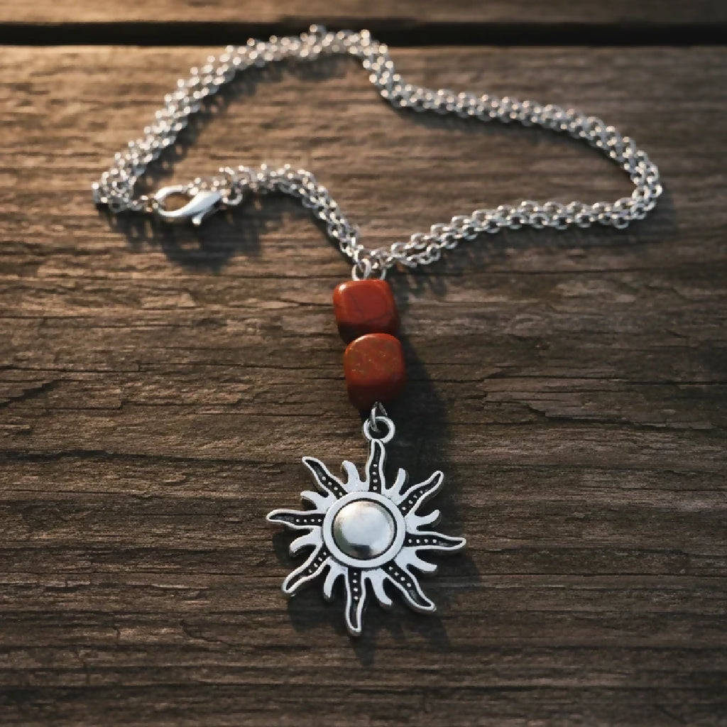 Stainless-Steel Crystal Sun Necklace