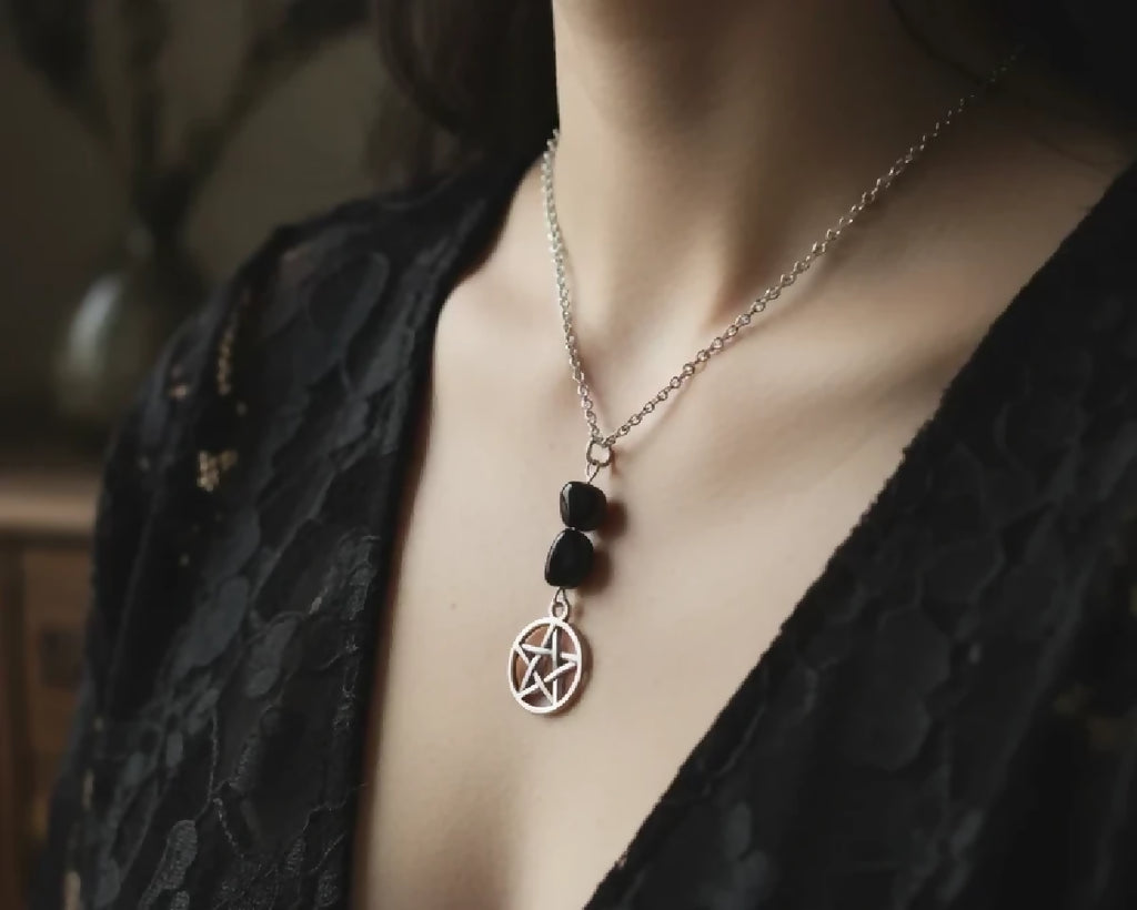 Stainless-Steel Crystal Pentacle Necklace