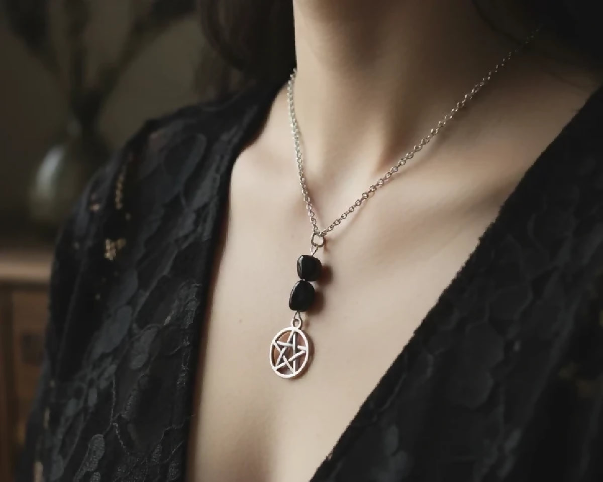 Stainless-Steel Crystal Pentacle Necklace