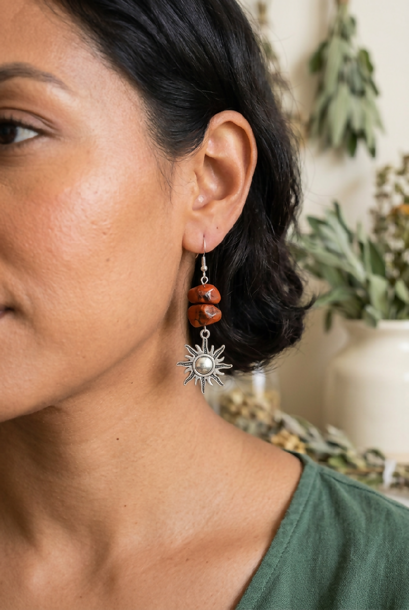Sterling Silver Sun Earrings