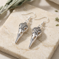 Sterling Silver Crow Skull Earrings