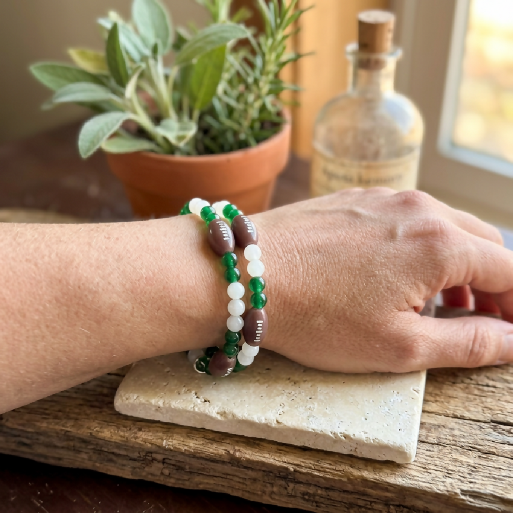 MSU Football Glass Bead Bracelet